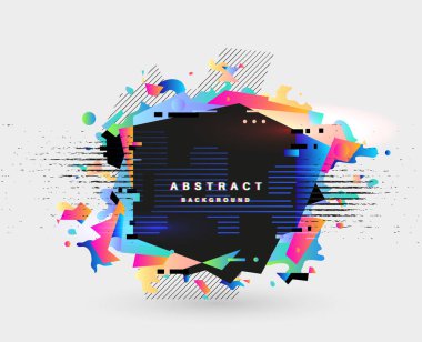 Çizgili üçgenler ve 3 boyutlu küp vektör tasarımlı soyut çokgen arkaplan. Farklı reklam, kapak ya da afişler için şablon. Retro biçimi grafik ögesi.