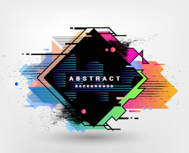 Çizgili üçgenler ve 3 boyutlu küp vektör tasarımlı soyut çokgen arkaplan. Farklı reklam, kapak ya da afişler için şablon. Retro biçimi grafik ögesi.