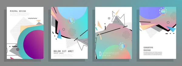 Cubre Plantillas Con Elementos Geométricos Gráficos Aplicable Para Folletos Carteles — Vector de stock