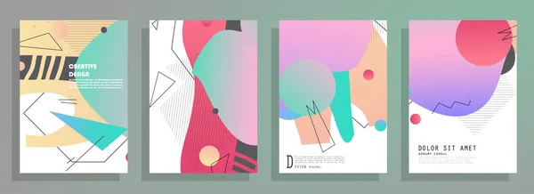 Cover Vorlagen Mit Grafischen Geometrischen Elementen Anwendbar Für Broschüren Poster — Stockvektor