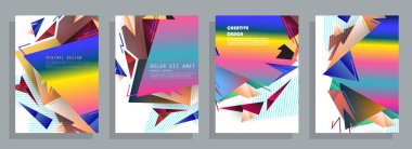 Soyut Renkli Memphis Sanat Arkaplanı seti. 80 'lerin memphis geometrik tarzı düz ve çizgi tasarım elementleri. Kapaklar, afişler, el ilanları ve posterler için geçmişe dönük sanat eserleri. Vektör illüstrasyonu