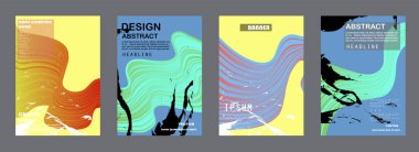 Soyut Renkli Memphis Sanat Arkaplanı seti. 80 'lerin memphis geometrik tarzı düz ve çizgi tasarım elementleri. Kapaklar, afişler, el ilanları ve posterler için geçmişe dönük sanat eserleri. Vektör illüstrasyonu