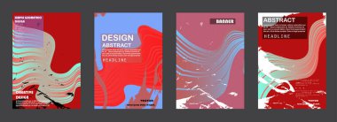 Soyut Renkli Memphis Sanat Arkaplanı seti. 80 'lerin memphis geometrik tarzı düz ve çizgi tasarım elementleri. Kapaklar, afişler, el ilanları ve posterler için geçmişe dönük sanat eserleri. Vektör illüstrasyonu