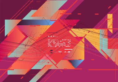 Çeşitli yuvarlak doğrusal şekillere sahip modern soyut geometrik arkaplan. Dinamik bileşimin vektör illüstrasyonu.