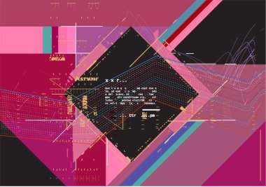 Çeşitli yuvarlak doğrusal şekillere sahip modern soyut geometrik arkaplan. Dinamik bileşimin vektör illüstrasyonu.