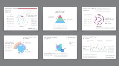 Yaratıcı sunum şablonları. Slaytlar, yıllık rapor, broşür, broşür, el ilanları, web tasarımı ve afiş için düz tasarım vektör bilgi elemanları