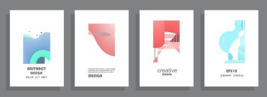 Grafik geometrik elementlerle kaplanmış şablonlar. Broşürler, posterler, kapaklar ve afişler için kullanılabilir. Vektör illüstrasyonları.