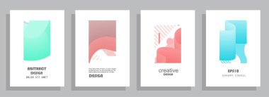 Grafik geometrik elementlerle kaplanmış şablonlar. Broşürler, posterler, kapaklar ve afişler için kullanılabilir. Vektör illüstrasyonları.