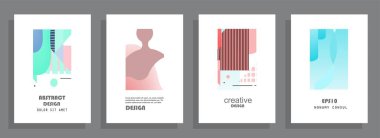 Grafik geometrik elementlerle kaplanmış şablonlar. Broşürler, posterler, kapaklar ve afişler için kullanılabilir. Vektör illüstrasyonları.