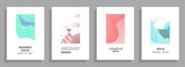 Grafik geometrik elementlerle kaplanmış şablonlar. Broşürler, posterler, kapaklar ve afişler için kullanılabilir. Vektör illüstrasyonları.