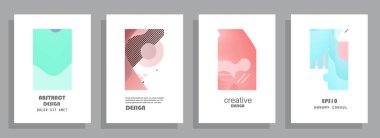 Grafik geometrik elementlerle kaplanmış şablonlar. Broşürler, posterler, kapaklar ve afişler için kullanılabilir. Vektör illüstrasyonları.