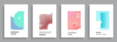 Grafik geometrik elementlerle kaplanmış şablonlar. Broşürler, posterler, kapaklar ve afişler için kullanılabilir. Vektör illüstrasyonları.