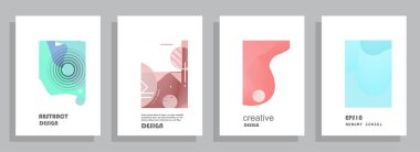 Grafik geometrik elementlerle kaplanmış şablonlar. Broşürler, posterler, kapaklar ve afişler için kullanılabilir. Vektör illüstrasyonları.