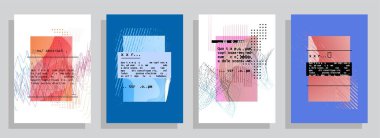 Grafik geometrik elementlerle kaplanmış şablon. Broşürlere, posterlere, kapaklara ve afişlere uygulanabilir. Vektör illüstrasyonu.