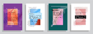 Grafik geometrik elementlerle kaplanmış şablon. Broşürlere, posterlere, kapaklara ve afişlere uygulanabilir. Vektör illüstrasyonu.