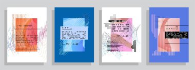 Grafik geometrik elementlerle kaplanmış şablon. Broşürlere, posterlere, kapaklara ve afişlere uygulanabilir. Vektör illüstrasyonu.