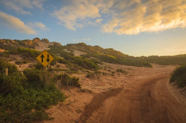 Pista todoterreno en dunas de arena camino de tierra — Foto de Stock