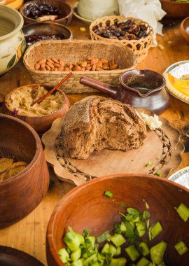 Eski stil ülke yemek tablo hizmet