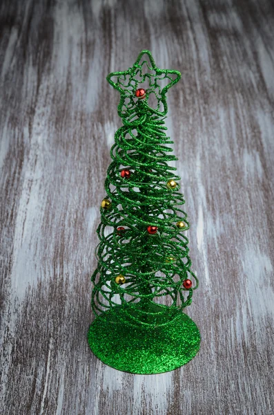 Christmas tree decoration on rustic wooden background — Stock Photo, Image