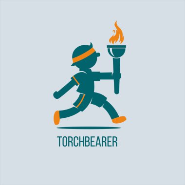 Meşale ile sporcu. Atlet ile Olimpiyat meşalesinin çalışır.