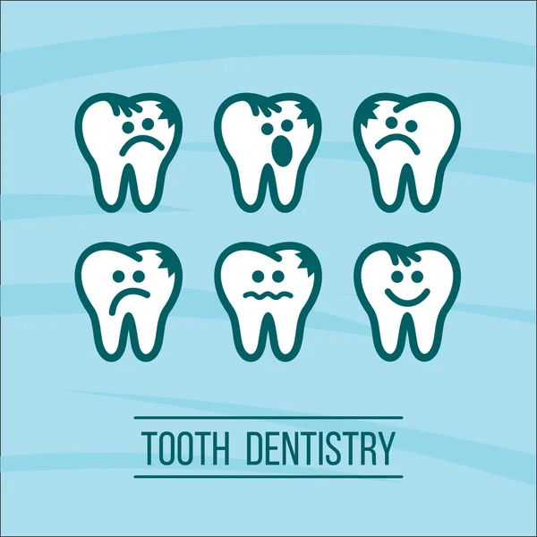 Diente de dentista. Dientes enfermos y sanos. Logo vectorial del odontólogo — Archivo Imágenes Vectoriales