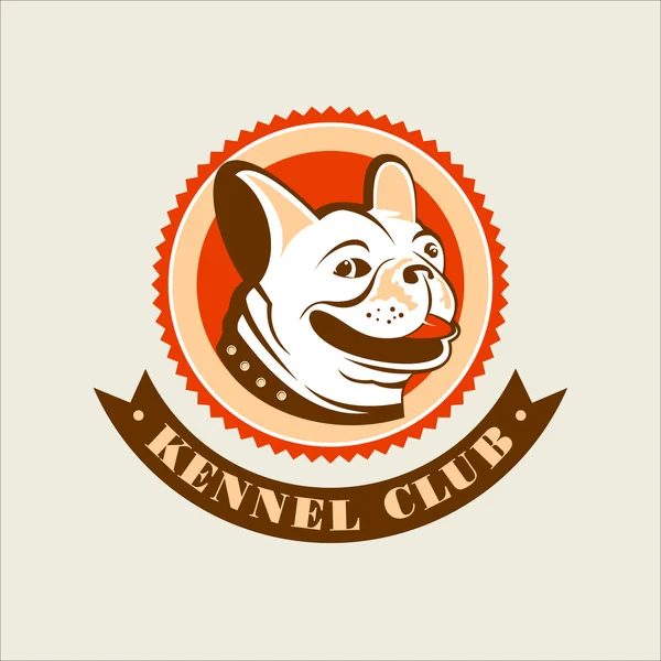 Hund. Kennel club. Vector badge, logotyp, etikett. — Stock vektor