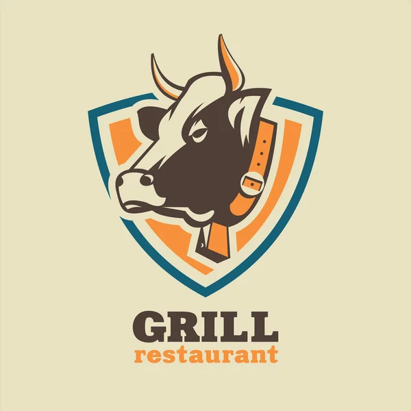 Restoran, ızgara, et yemekleri. Vektör logo resmi olan bir 