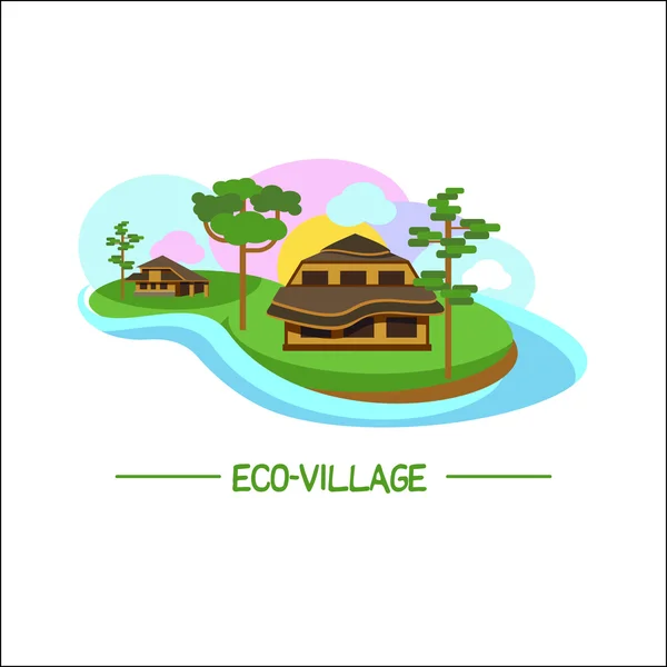 Eco-huis. Logo eco-dorp. Bedrijfsmerk stijl. — Stockvector