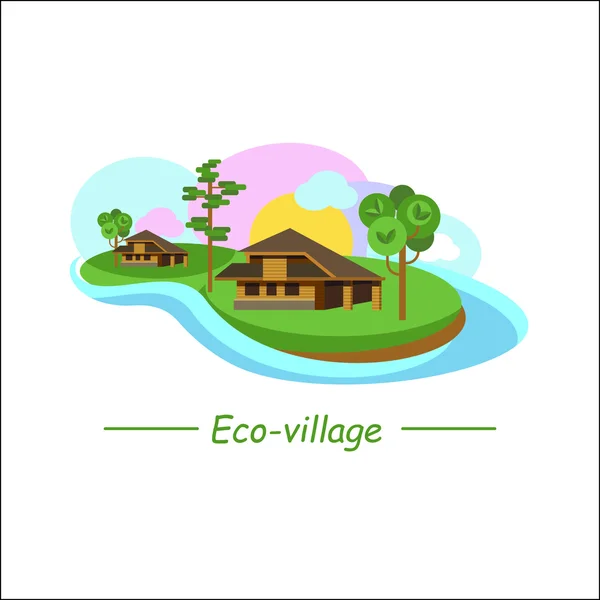 Logo ECO-vilas. Casa ECO. Imóveis subúrbios. Estilo de marca . — Vetor de Stock