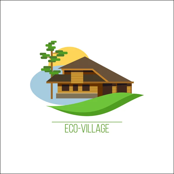 Logo ECO-vilas. Casa ECO. Logotipo do vector. Imóveis suburbanos . —  Vetores de Stock