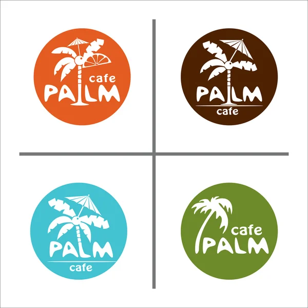 Palma. Conjunto de iconos vectoriales, logotipos. Café, restaurante, club . — Vector de stock