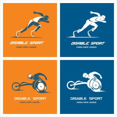 Logolar, işaretler seti. Engelli sporcular. Paralimpik oyunlar