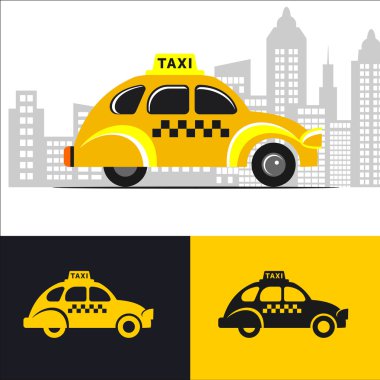 Taksi. Araba. Vektör logosu, işaret.