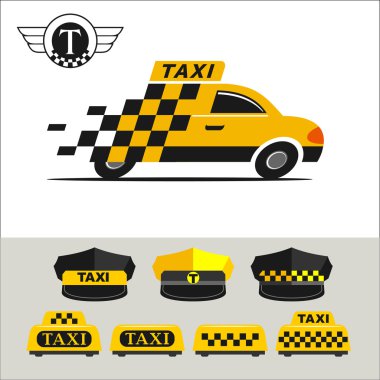 Taksi. Logo. Vektör amblemleri kümesi.
