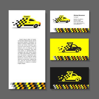 Taxi. Set. Elements of corporate style. Business cards, flyer. clipart