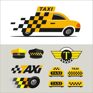Taksi. Vektör logosu. Simgeler taksi.