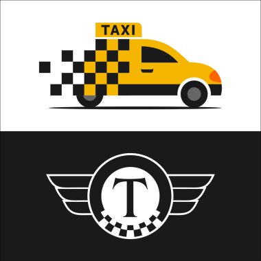 Taksi. Vektör logoseti, işaretler.