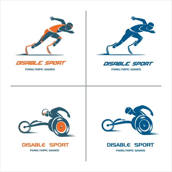 Logos, Schilder. Paralympics. Sportler mit Behinderungen. — Stockvektor