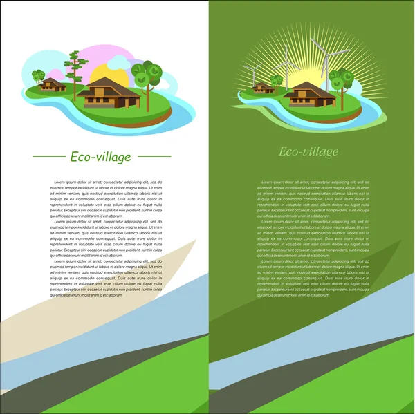 Set of vector posters with the logo of ECO-villages, ECO-house. Suburban real estate. Brand style. — Stock Vector