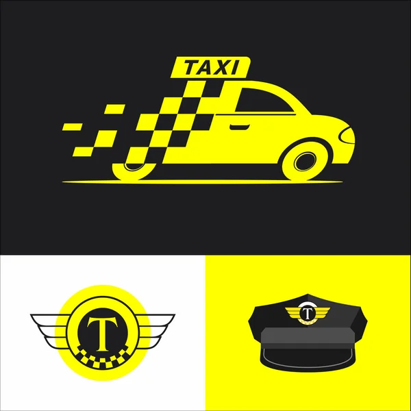 Taksi. Ayarlamak. Vektör işareti logosu. — Stok Vektör