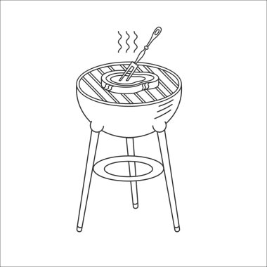 Barbekü tesisleri, vektör işareti. Barbekü tesisleri, logo. Izgara da biftek barbekü