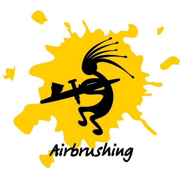 Airbrushing, vektör simgesi, logo. Airbrush ile sanatçı. — Stok Vektör