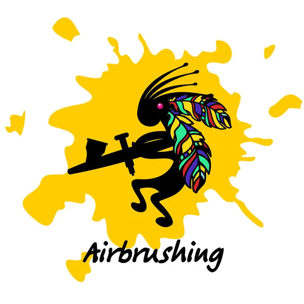 Airbrushs. der Künstler beim Airbrushen. Vektor-Symbol, Emblem, Logo-Airbrushing — Stockvektor