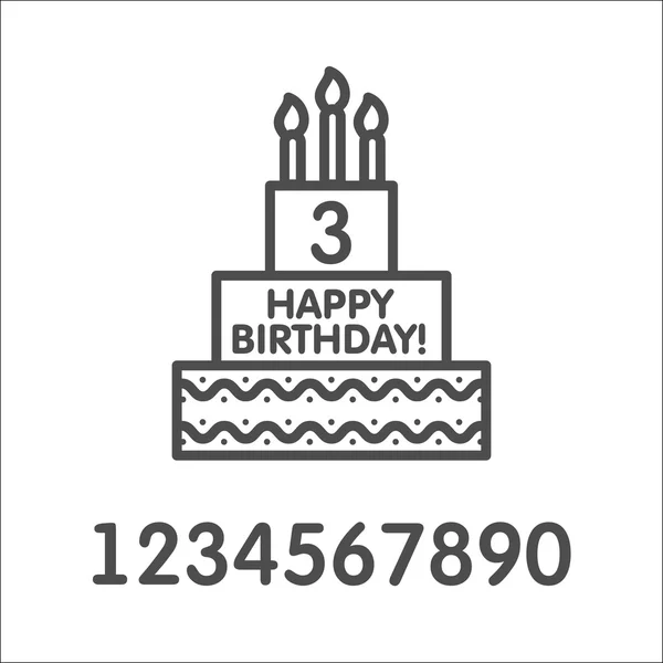 День народження торт Векторна ікона, торт на день народження та свічки . — стоковий вектор