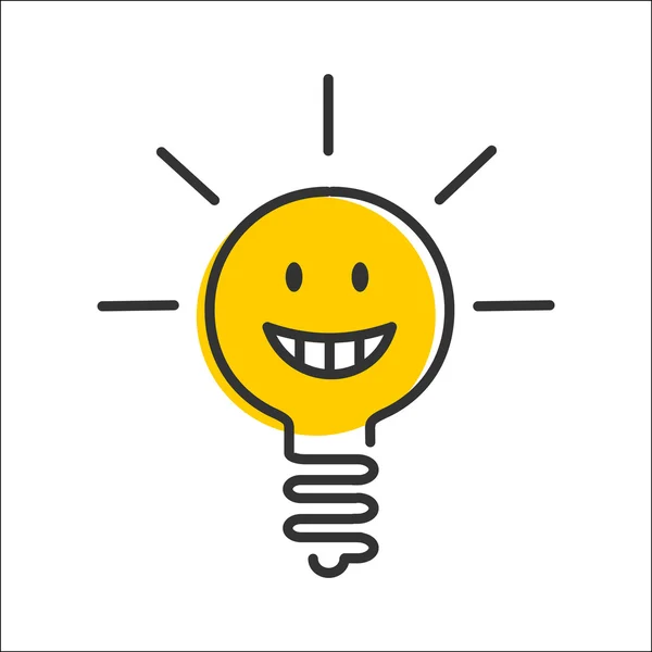 Idea icon . Light bulb smiley vector icon . Stock Vector 