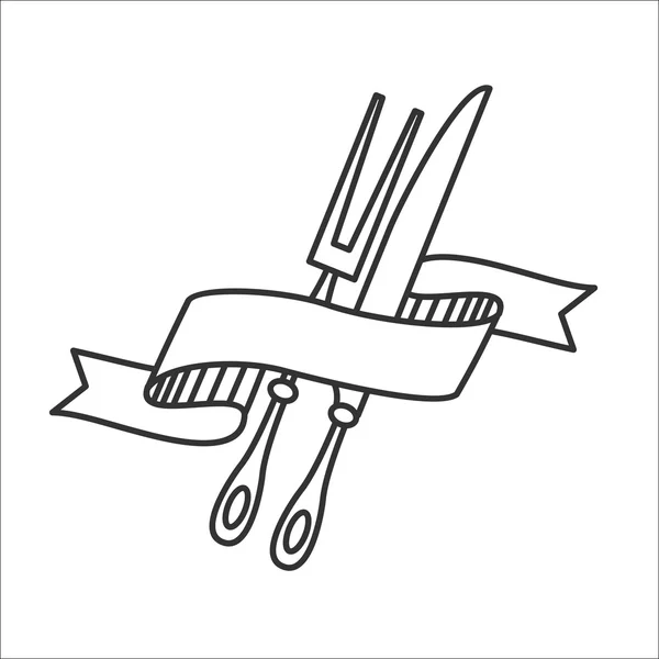 Bıçak ve çatal seti. Barbekü için ayarlayın. Çatal bıçak takımı, Vektör işareti. — Stok Vektör