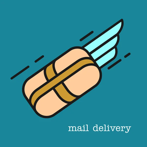 Mail. Gyors levélkézbesítés. Csomagot. Vektorikon. — Stock Vector