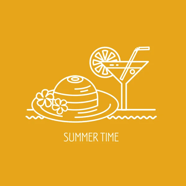 Літні канікули, літо. Векторний логотип, логотип. Коктейль капелюх . — стоковий вектор