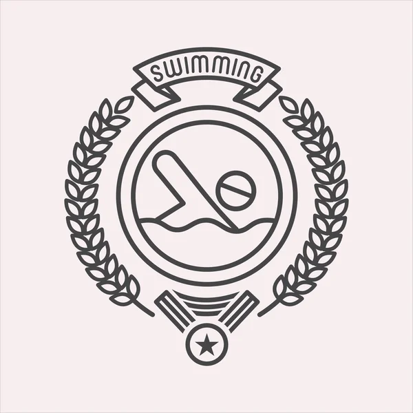 Логотип плавания. Векторная иллюстрация. Монохромная эмблема на белом фоне — стоковый вектор