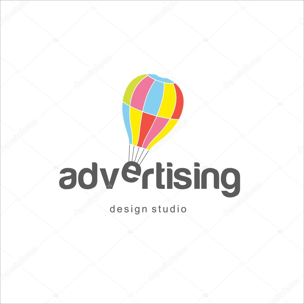 Design Studio logo vector, balloon, flight of creative imagination.